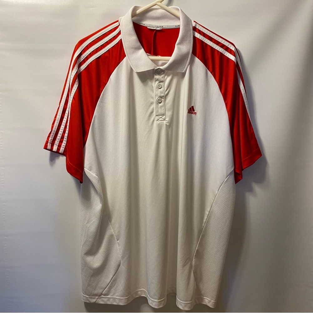 Sz XXL- Adidas Men's Red and White Polo Shirt short sleeves sweater
